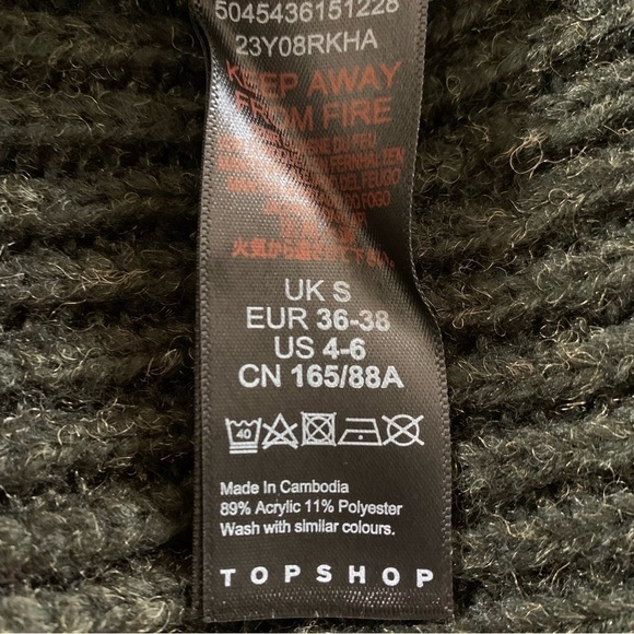 Topshop New With Tags Crop Batwing Sleeve Cable Knit Sweater Charcoal Gray - Picture 8 of 10